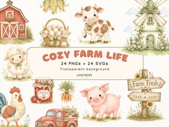 Download Farm Watercolor Cliparts. Cute Animals - Cute animals Collection