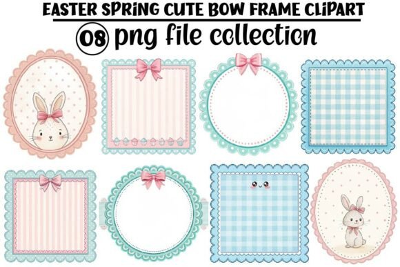 Download Easter Spring Cute Bow Frame PNG Bundle - Spring Collection