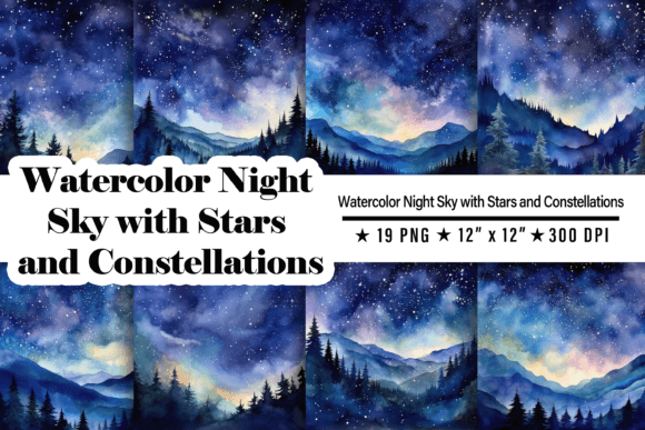 Download Watercolor Night Sky Background - Sky Collection
