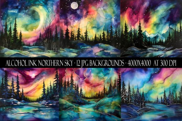 Download Alcohol Ink Northern Sky Backgrounds - Sky Collection