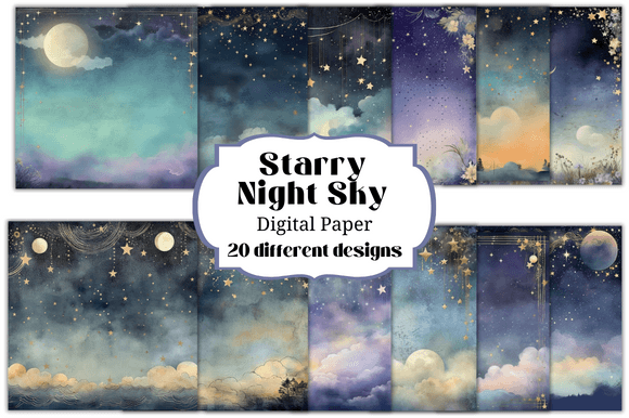 Download Starry Night Sky Digital Paper Backgroun - Sky Collection