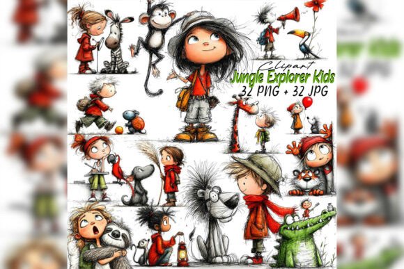 Download Whimsical Jungle Explorer Kids Clipart - Premium Resources