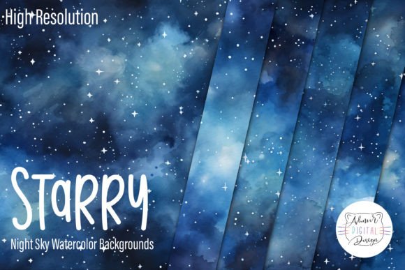 Download Starry Night Sky Watercolor Backgrounds - Sky Collection