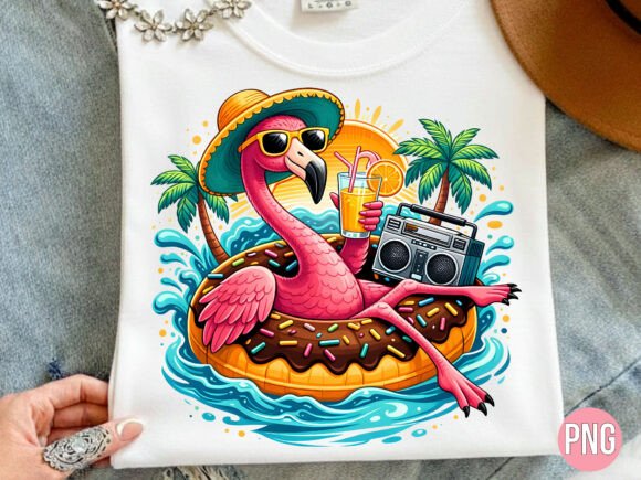 Download Hello Summer Flamingo Pool Donut PNG - Donut Collection