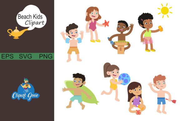 Download Beach Kids Clipart Bundle - Kids clipart Collection