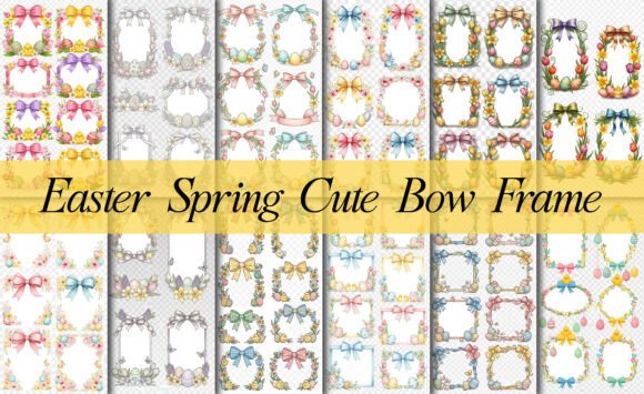 Download Easter Spring Cute Bow Frame Bundle Png - Spring Collection