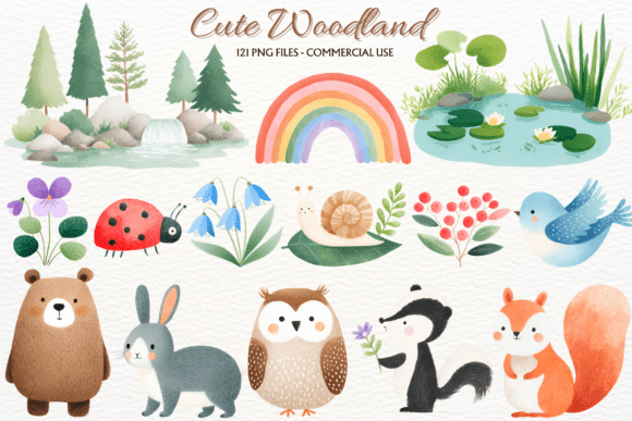 Download Spring Woodland Animals Clipart PNG - Spring Collection