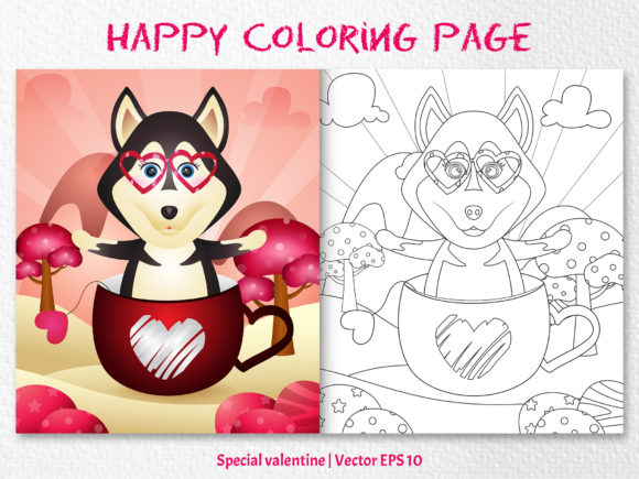Download A Cute Husky - Coloring Pages Graphic - Sky Collection