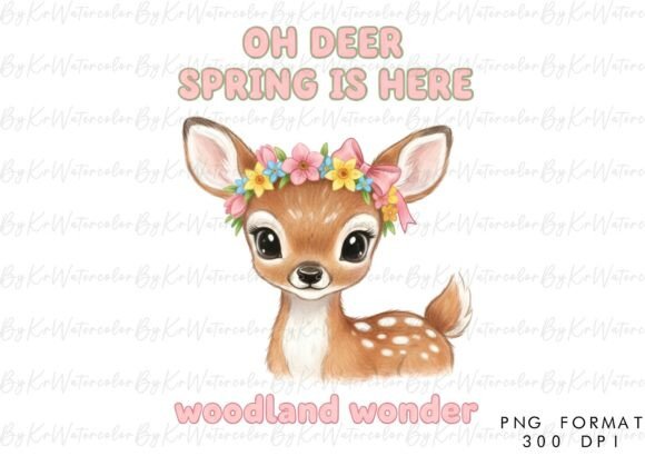 Download Spring Deer Flower Crown Hand-drawn PNG - Spring Collection